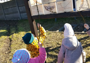 Dzieci bawią się w ogródku zielonym przy przedszkolu.